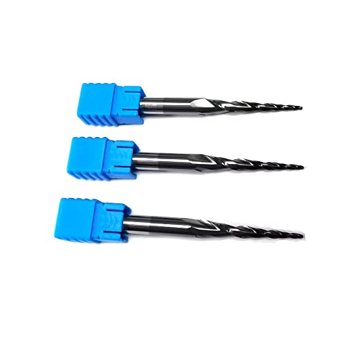 Image of 3pcs / Package JERRAY CNC Carving 4.22 Deg Tapered Angle Ball Tip Radius=0.75mm X 6mm Shank Tungsten Solid Carbide HRC55 with TiAIN Coated Router Bits