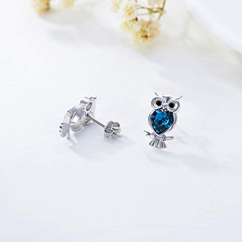 AOBOCO 925 Sterling Silver Panda/Koala/Owl/Turtle/Crab/Giraffe/Sloth Cute Animal Stud Earrings, Embellished with Crystals from Austria3