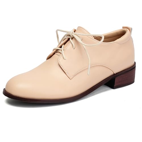 Gicoiz Brogue Oxford Derby Women Round Toe Lace Up Work Pumps