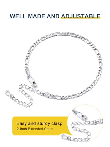 Image of ChainsPro Resizable Anklet Chain for Women Men, Figaro /Wheat /Twist Rope /Cuban Foot Bracelet-Strong with Good Clasp-18K Gold Plated(Send Gift Box)