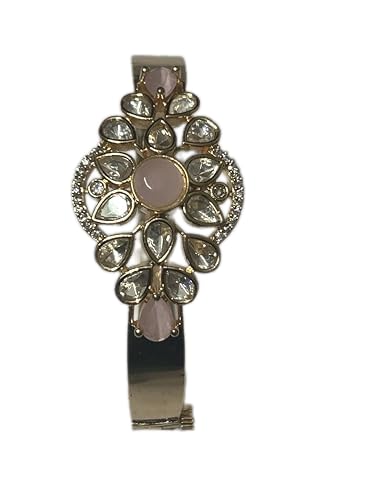 Image of A Gold-Coated Bracelet with Pink Stones