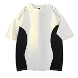 generisch maglietta oversize da uomo, top largo, da uomo, casual, a tema, vintage, stampa streetwear t shirt, bianco, m