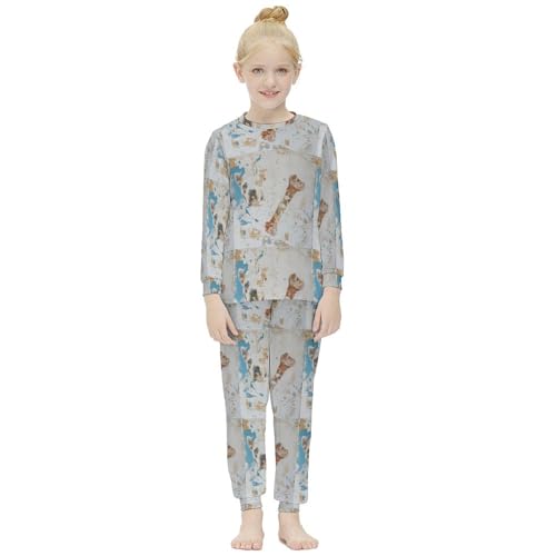 Dog Paw Footprint And BoneGirls Pajamas, Long-sleeved Casual Pajamas And Home Clothes
