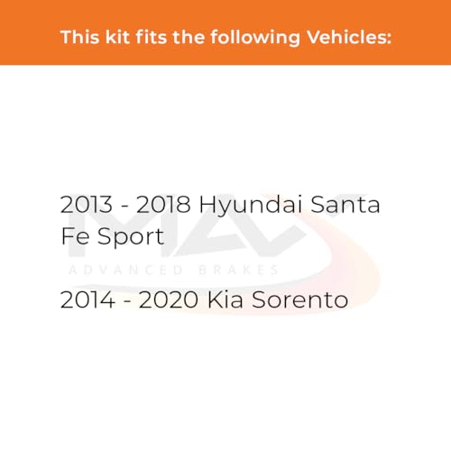 Image of MAX Advanced Brakes - Front Brake Kit For 2013-2018 Hyundai Santa Fe Sport, 2014-2020 Kia Sorento| Carbon Ceramic Brake and Rotor Kit| Drilled Slotted Brake Rotors