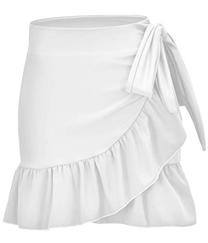 ChinFun Women's Ruffle Sarongs Beach Wrap Cover Up Swimwear Bikini Bottoms High Waisted Tankini Swim Skirts Swimdress