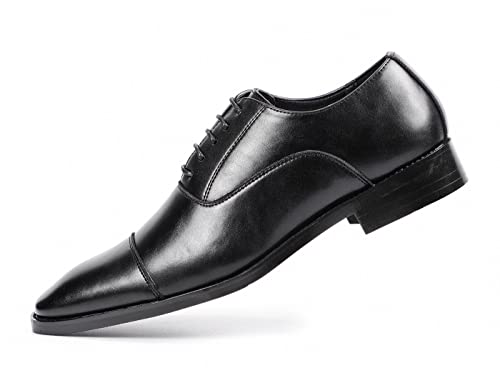 Santimon Men's Oxford Dress Classic Formal Business Cap Toe Leather Lined Derby Shoes3