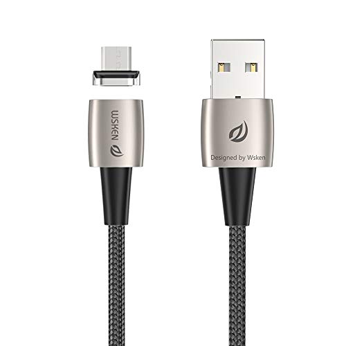 Wsken Micro USB Magnetic LED Display Data Sync Fast Charge 4ft Cable for Android (Black X1Pro Model)