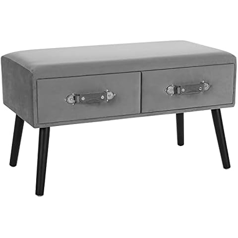 Beliani Mesa de Centro con 2 cajones Almacenamiento tapizada en Piel sintética Gris Cover