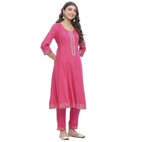 Image of BIBA Women Viscose Rayon Kalidar Printed Suit Set