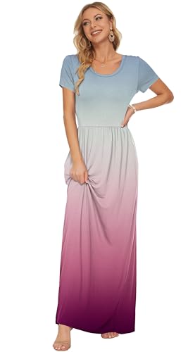 Image of AUSELILY Women's Classic Short Sleeve Loose Plain Casual Long Maxi Dresses for Women 2026