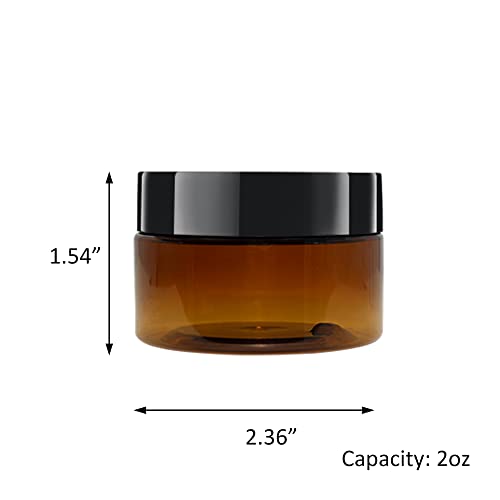 24 Pack 2 OZ (60ml) Amber Plastic Jars With Lids, 12 Spatulas, A Pen, Labels - PET Storage Container for Cosmetic, Cream, Gel, Lotion-Beauty Travel Jars Plastic Slime Jars2