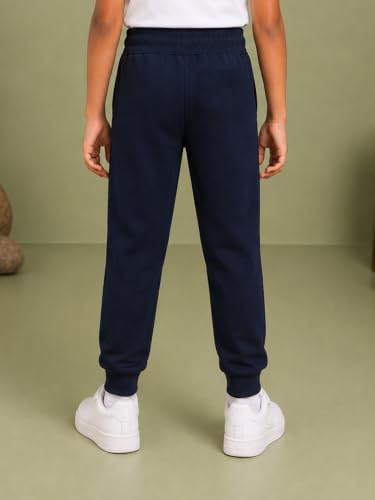 Image of KiddoPanti Boys Solid Fleece Track Pants | Cotton Poly Fleece Fabric | Ankle Length Bottom Rib | 2 Front Patch Pocket | Elastic Waist & Drawcord | Jogger Track Pants for Boys