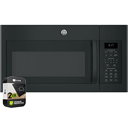 GE JVM6175DKBB 1.7 Cu. Ft. Over-the-Range Microwave Oven Black Bundle with 2 YR...