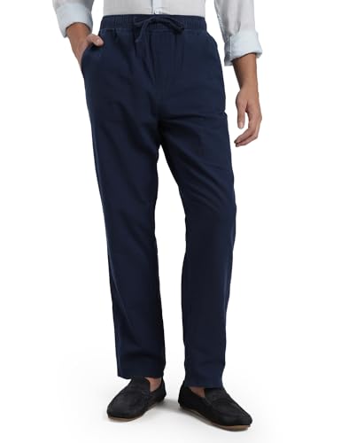 Image of FYLTR Men's Cotton Linen Summer Pants with Elasticated Drawstring Waistband | 4 Pocket Styling | Relaxed Fit | Comfortable Pants for Men