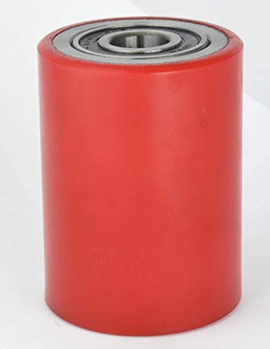Image of Pallet Jack /Truck Load Wheels Set (2 pcs) 3 inch x 3.75 inch with Bearings ID 20mm Poly Tread Red
