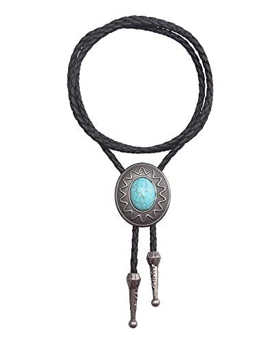 Image of GelConnie Native American Bolo Tie Rodeo Cowboy Leather Necktie Western Necklace Costume Accessories for Men,Women