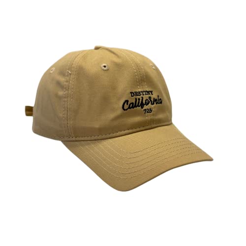 ZENDEU Destiny California 729 hat. Adjustable Baseball Cap 100% Cotton. Hats for Men. Cotton hat for Women. Unisex Baseball Cap fits Men and Women. Washed Denim Adjustable dad hat (Beige)
