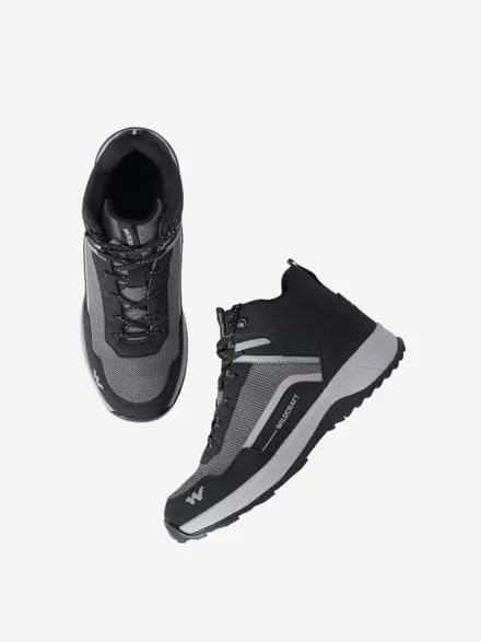 Image of Wildcraft Alpine MA Men's Trekking Shoes | Mid-Ankle Hiking Boots | Lightweight Outdoor & Trek Shoes | Anti-Slip Grip | Cushioned Comfort | Black & Grey-10