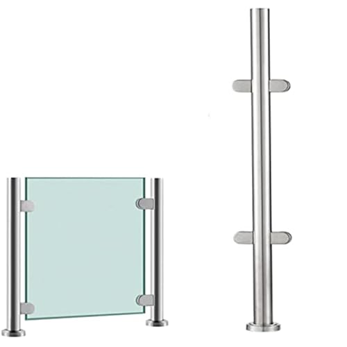 24 28 32 36 40 44 48 in Height Glass Stair Railing Handrail, Glass Balustrade Post for Balcony Barriers, Stainless Steel Railing Fence Pole Handrail Fencing(A-MID,Height 36in/90cm)