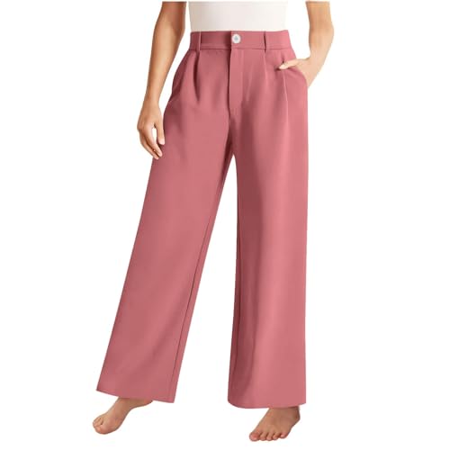 Girls Dress Pants Baggy High Waist Wide Leg Buttons Long Pants Teen Kids Formal Straight Summer Trousers with Pockets