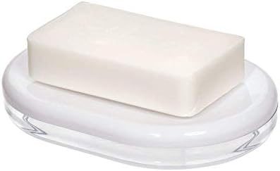 iDesign Soap Dish, Oval Soap Holder Made of Plastic for Bathroom or Kitchen, Soap Bar Storage with Drainage Hole for Sink and Shower, Black