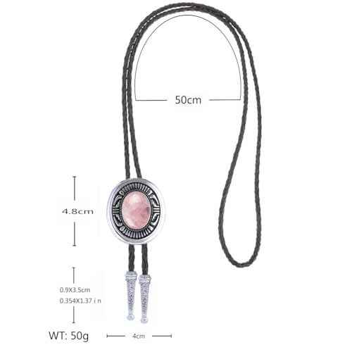 Image of Jeilwiy Bolo Tie for Men Real Stone Westwern Cowboy Ties Silver Bolos Women Leather Necktie Gift for Birthday Christmas