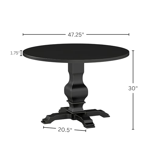 Image of Roundhill Furniture Havre Pedestal Base Round Dining Table, Black