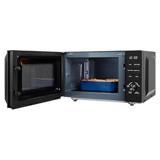 Abode Digital Flatbed Microwave 20L 800W Black with Defrost & Reheat Functions, 5 Power Levels & 6 Auto Cook Settings, Clock & Timer AMFD2001B
