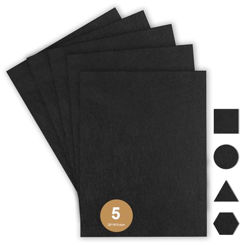 OSDUE 5 PCS Patins Feutre Auto-Adhésifs,20 * 16 CM Patin Antiderapant Tampon 4mm Patins Meubles en Feutre Aiguilleté Tampon Pied Chaise Bande Protection du Sol découper Forme Votre Choix, Noir