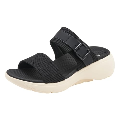 Women's Breathable Knit Slip-On Wedge Slingback Sandals Lightweight Anti-Slip Platform Outdoor Walking Sports Summer Slippers