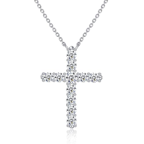 14K Gold Plated Cross Necklace for Women Silver Gold Cubic Zirconia Cross Pendant Necklace for Women Girls Dainty Cross Chain Necklace Jewelry Gifts for Women