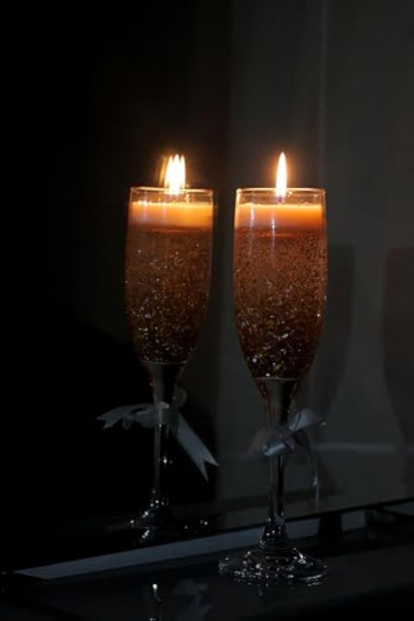 Champagne Flute Decorative Scented Candle with Glitter Design