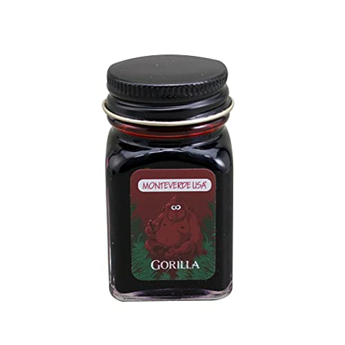 Image of Monteverde Jungle Fountain Pen Ink, 30ml, Gorilla (Red) | Animal-inspired fountain pen ink with bold color, smooth flow, and creative writing personality.