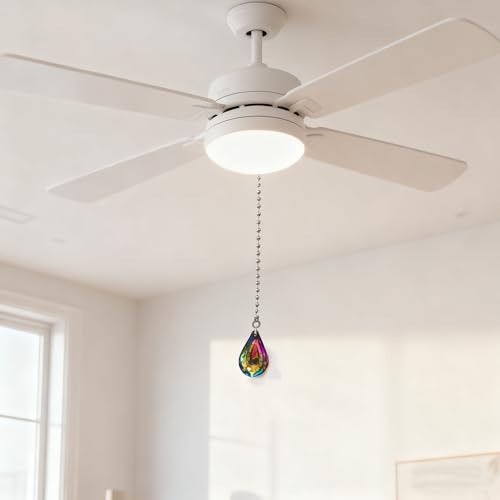 Image of Electroplated Rainbow Crystal Switch Extension Chain, Green | 2pcs, For Pendant Lamp Ceiling Fan, Lighting Accessories, Chain Length 19.69in