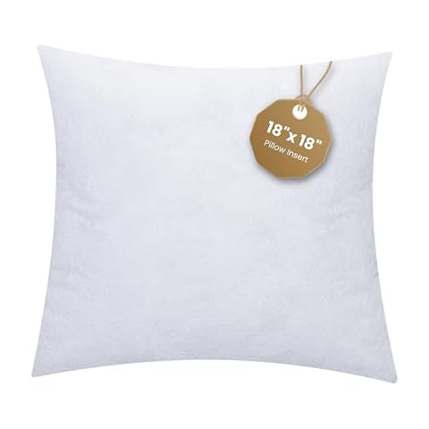 WHITEWRAP Premium Throw Pillow Insert, Christmas Decorative Props, Super Soft, Decorative Square Sham Stuffer Bed & Couch Pillow, Polyester Pillow, Couch Cushion, Decorative Pillows (18"x18") White Cover