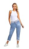 H&F ® Women’s Ladies Denim Jogger Floral, Star Printed Sweatpants Ribbed Waistband Trousers Ladies Causal Summer Jogger Drawstring Italian Gym Running Pants-Size 8-22 (Denim Light, 16-18)