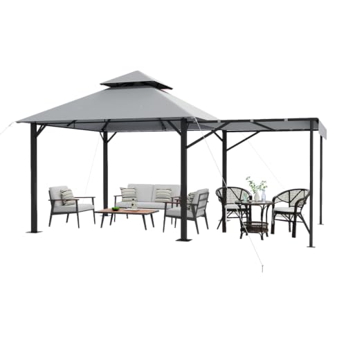 Aoxun 15x10 FT Soft Top Gazebo with Extended Shade