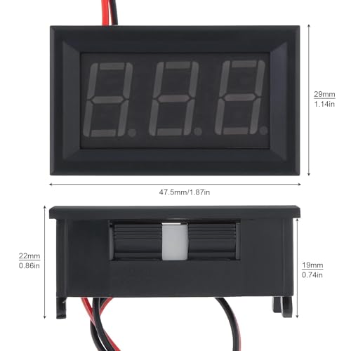 Image of ROBOWAY DC 5-30V Digital Mini Voltmeter 2 Wire 0.56 inch LED Red Display Panel for Motorcycle Battery Monitor (Red) (Pack of 5)