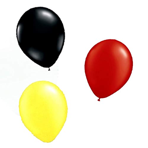 30 BELGIUM EURO BALLOONS - BLACK, YELLOW & RED 12 LATEX