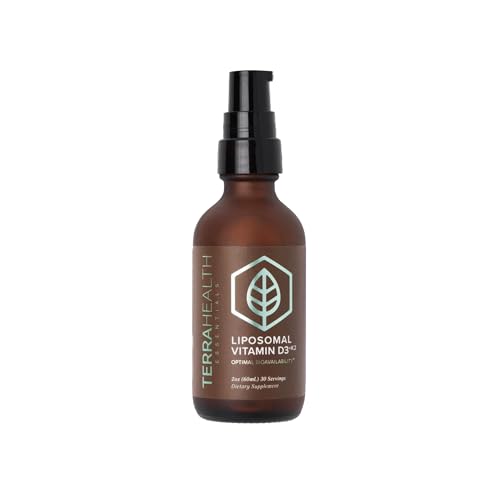 Terra Health Essentials Liposomal Vitamin D3 + K2 with CoQ10 & Selenium - High Absorption Liquid Supplement for Bone & Heart Wellness Calcium Support Immune & Mood Balance - 2oz 30-Day Supply