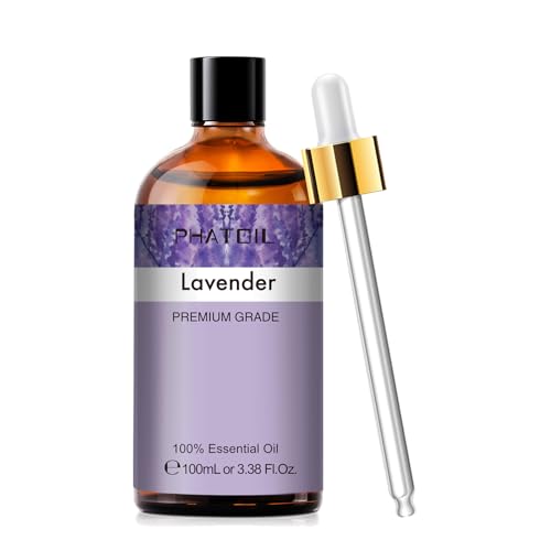Lavender 3.38fl.oz Essential Oil, PHATOIL Aromatherapy Essential Oils for Diffuser, Humidifier, Perfect for DIY Soap, Candle, Bath Bombs Making(100ml)