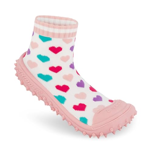 Baby Girls Slippers - Baby First Walking Non Skid Slipper Socks - Premium & Comfortable Toddler House Slippers, Kids Essentials - White/Pink - 24 Months Infant