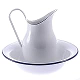 Wenn Sie eine ländliche Einrichtung bevorzugen, dann sind Sie hier genau richtig. Diese schlichte Wasserkanne und die Waschschüssel von SIDCO im stilvollen Antik-Look sind genau das Richtige für Sie