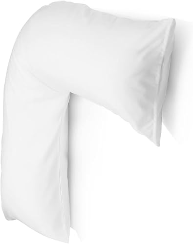 Cotton-World White V Pillow - Hollowfibre Filled Orthopaedic V Shaped Pillow Super Soft Cushioning Support For Neck, Back & Shoulder Maternity & Pregnancy Nursing V Pillows - 75Cm X 35Cm
