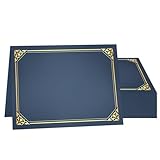 50 Packs Certificate Holders, Navy Blue Diploma Holders, Certificate Covers with Gold Foil Border for Letter Size 8.5 x 11 Award Certificates, Diploma and Documents