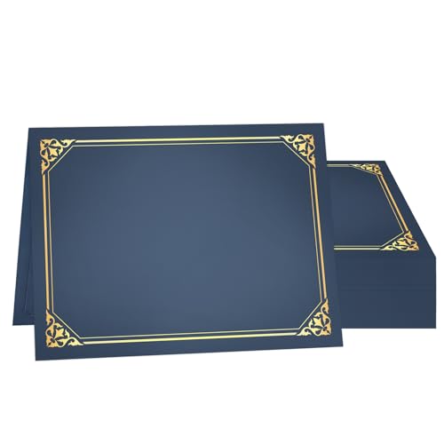 50 Packs Certificate Holders, Navy Blue Diploma Holders, Certificate Covers with Gold Foil Border for Letter Size 8.5 x 11 Award Certificates, Diploma and Documents