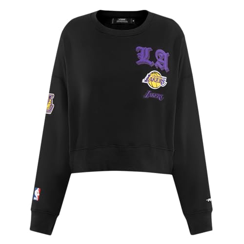 Sudadera NBA Old English Pro Standard negra XXL de mujer con cuello redondo estilo FLC