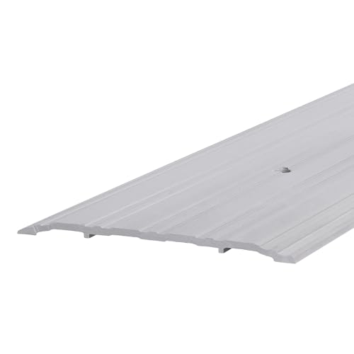 Image of M-D Building Products 69808 Sturdy Aluminum Fluted Saddle Threshold, Mill Finish: Stylish Doorway Transition Draft Protection (1 /4-Inch by 5-Inch - 72-Inch) TH042