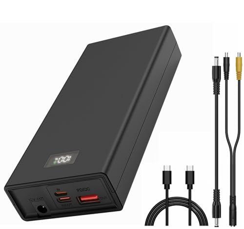 Batería de iones de litio recargable 74 W 12 V 3 A salida CC, fuente de alimentación UPS,soporte carga rápida QC/PD, para luz de tira LED, cámara de circuito cerrado, MP3, teléfono móvil (10000 mAh)