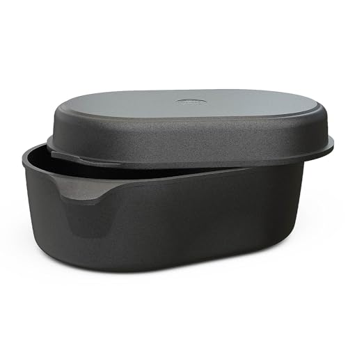 Hoffmann Aluguss Bräter Groß 2in1 Induktion Multi 41 x 28 cm I Made in Germany I Schmortopf Induktionsgeeignet mit Deckel I Induktionsdeckel als Pfanne Gänsebräter I Gussbräter Schmorpfanne Kasserolle